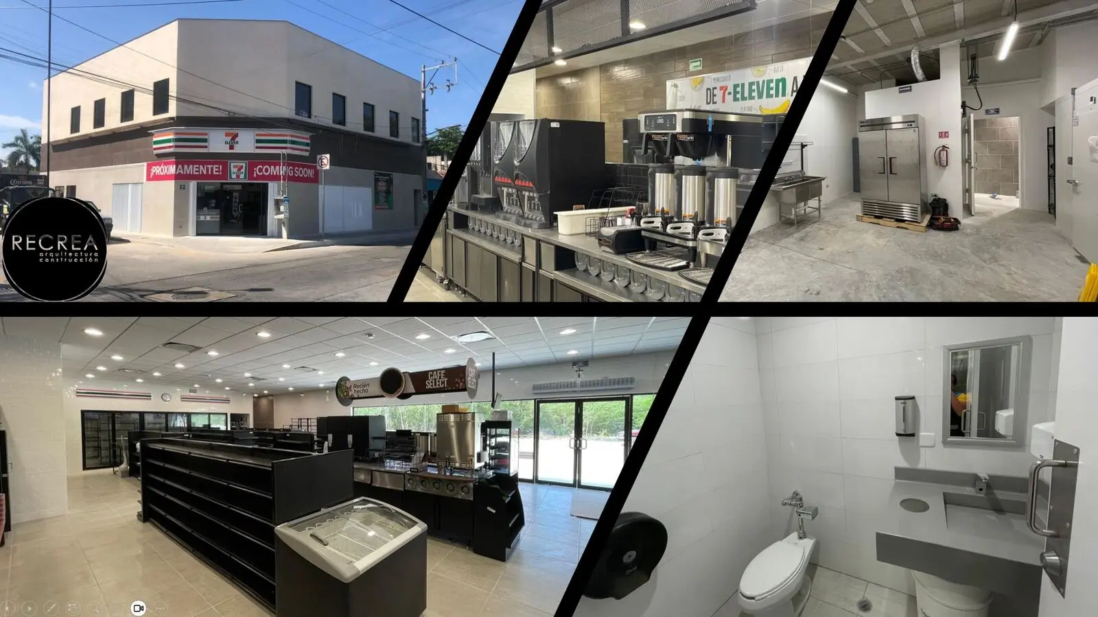 Commercial aluminum and glass installation — storefront windows and doors Riviera Maya