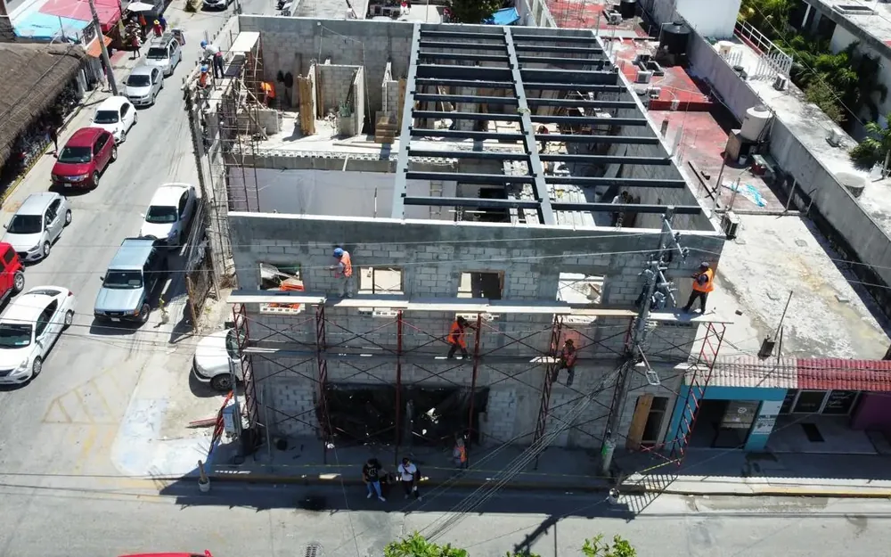 Plans d'architecture réalisés : structure de dalle et poteaux sur chantier